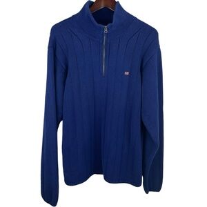 Polo Jeans Co | Blue 1/4 Zip Flag Logo Pullover Sweater